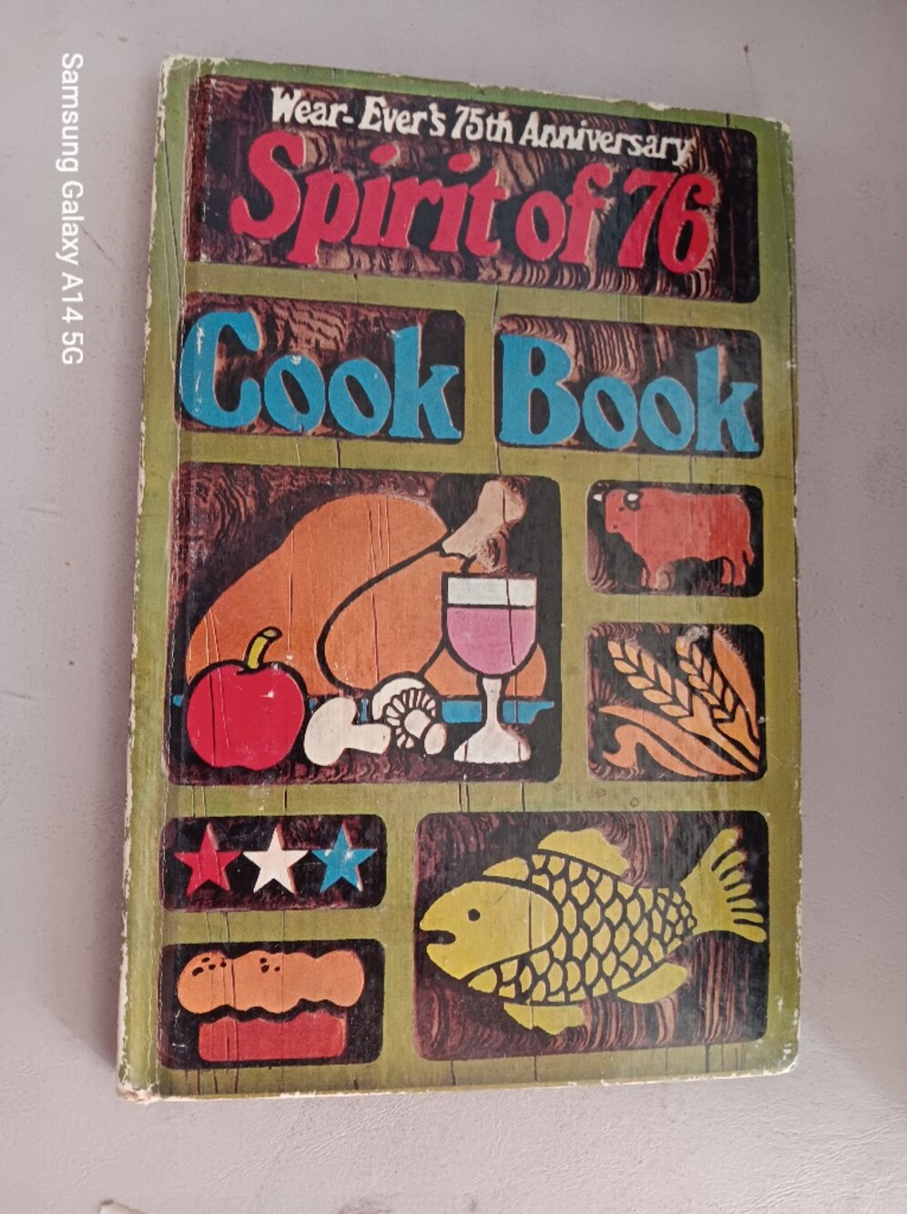 Cutco Green Cook Book Wall Art with Blue and Red Accents